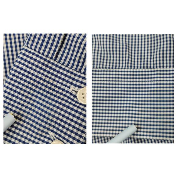 Calvin Klein Checkered Dress Shirt Button up Blue and White Woven size Large - Picture 8 of 15